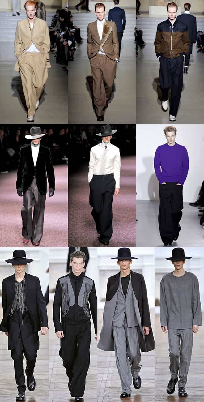 The Wide Leg Trouser on the menswear runways - Dries Van Noten, Lanvin, RAF Simons and Dior Homme