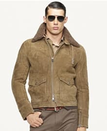 Black Label Suede Shearling-Lined Bomber