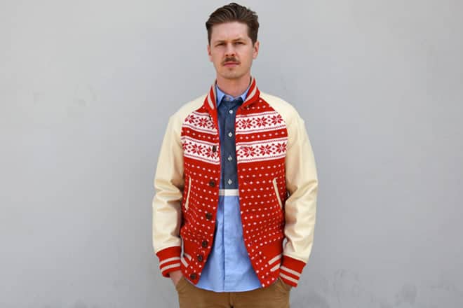 Junya Watanabe MAN Varsity Jacket red campaign