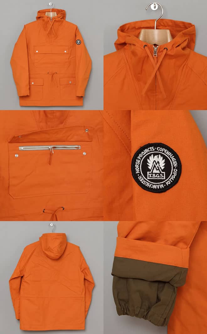 Oi Polloi x Norse Projects Kaare Smock Jacket in orange