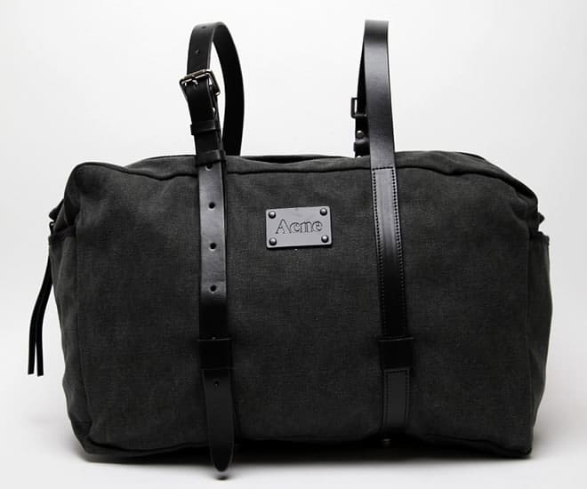 Acne Jeans Everest Bag Canvas / Black Cowhide Front