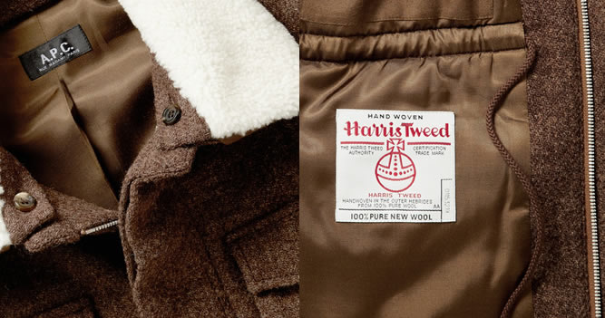 A.P.C. Heavyweight Harris Tweed Jacket Brown Details