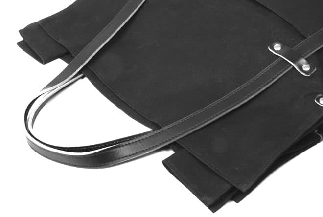 Billy Kirk Black Waxed Hobo Tote handle detail