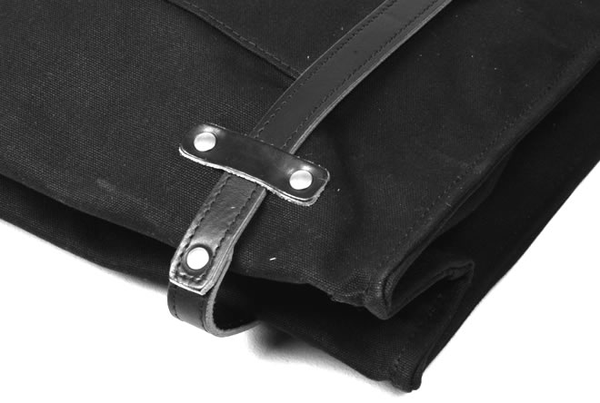 Billy Kirk Black Waxed Hobo Tote corner detail
