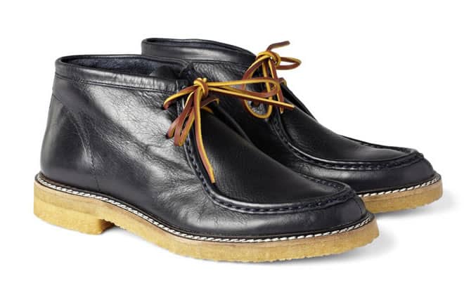 B Store Fargo Crepe-Sole Leather Boots front and side