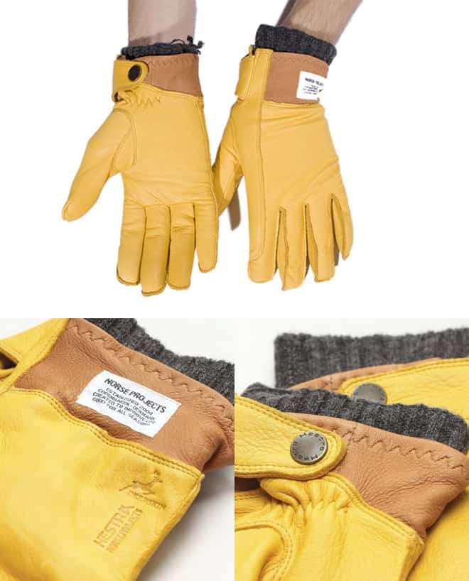 Norse Projects x Hestra Iver Gloves Brown Yellow