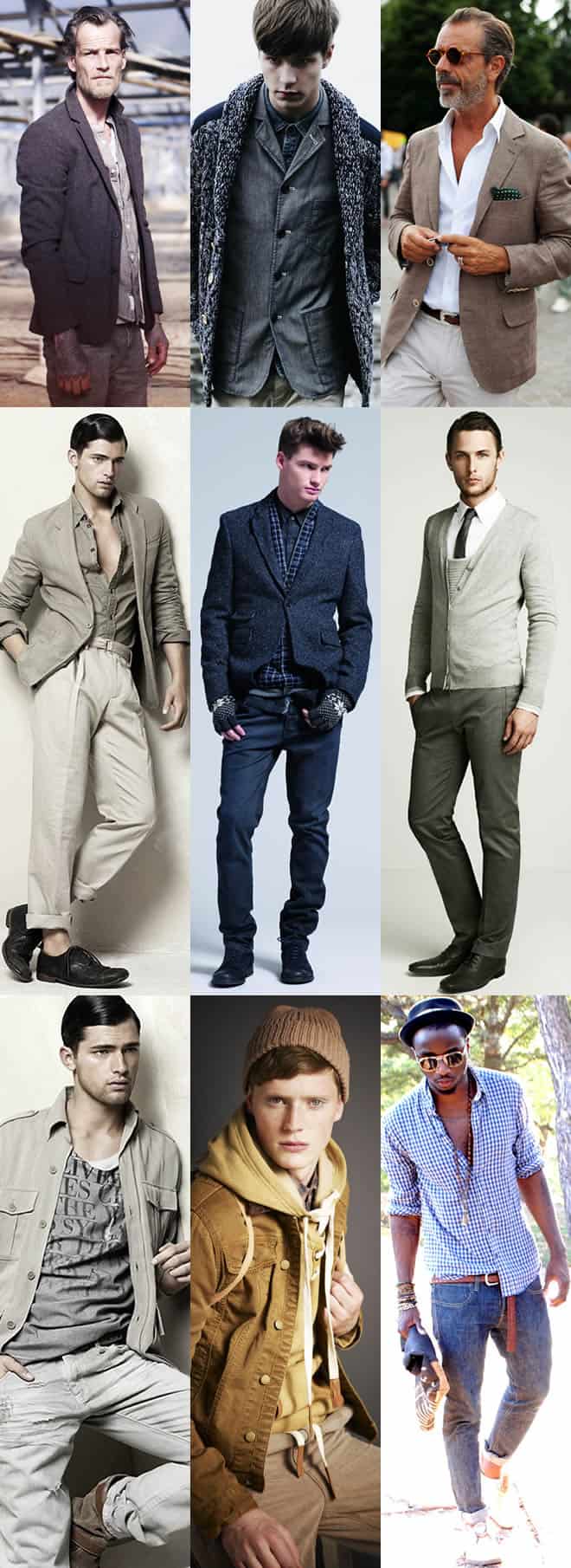 Men's Outfit Look Book - Varying Shades of The Same Colour