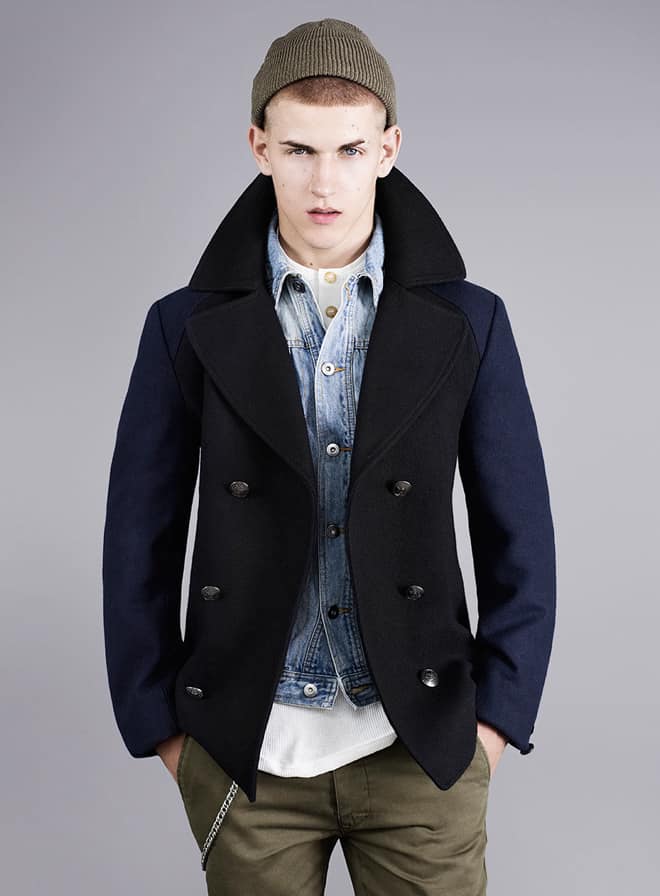 Topman Peacoat Project James Small Black Wool Peacoat