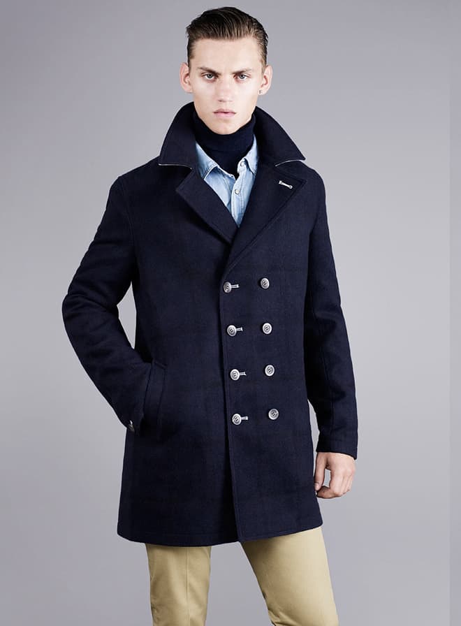 Topman Peacoat Project Timo Weiland Navy Wool Peacoat