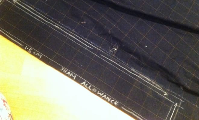 Allow for 1.5cm seam allowance and cut around the outside edge
