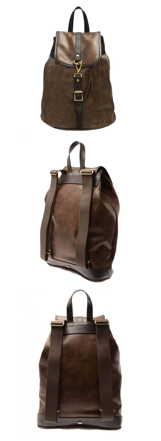BROWNS Leather backpack with vintage finish