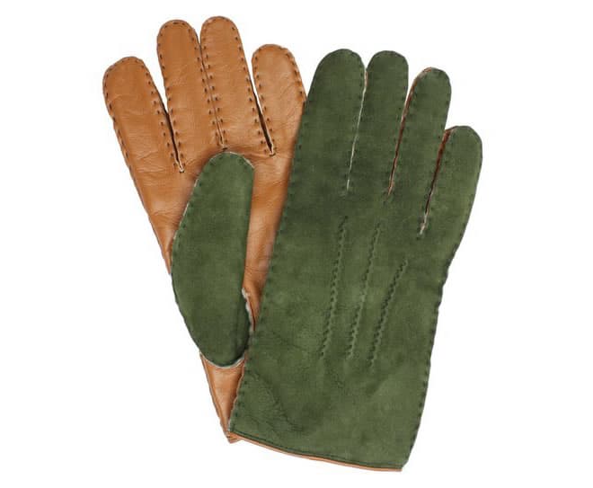 Oliver Spencer A/W11 Glove Collection Sheepskin Glove Green / Peanut