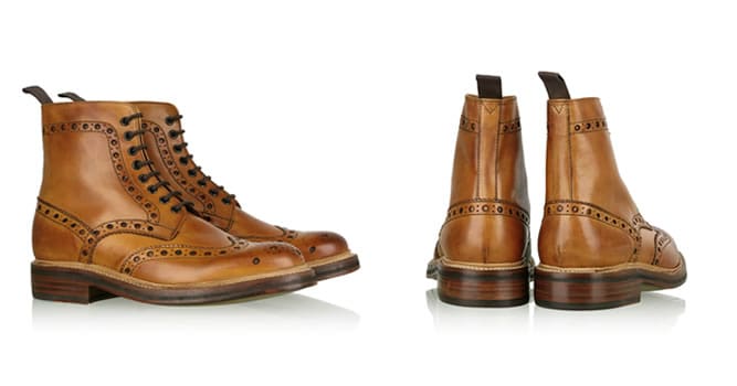 Grenson Tan Brogued Fred Boots
