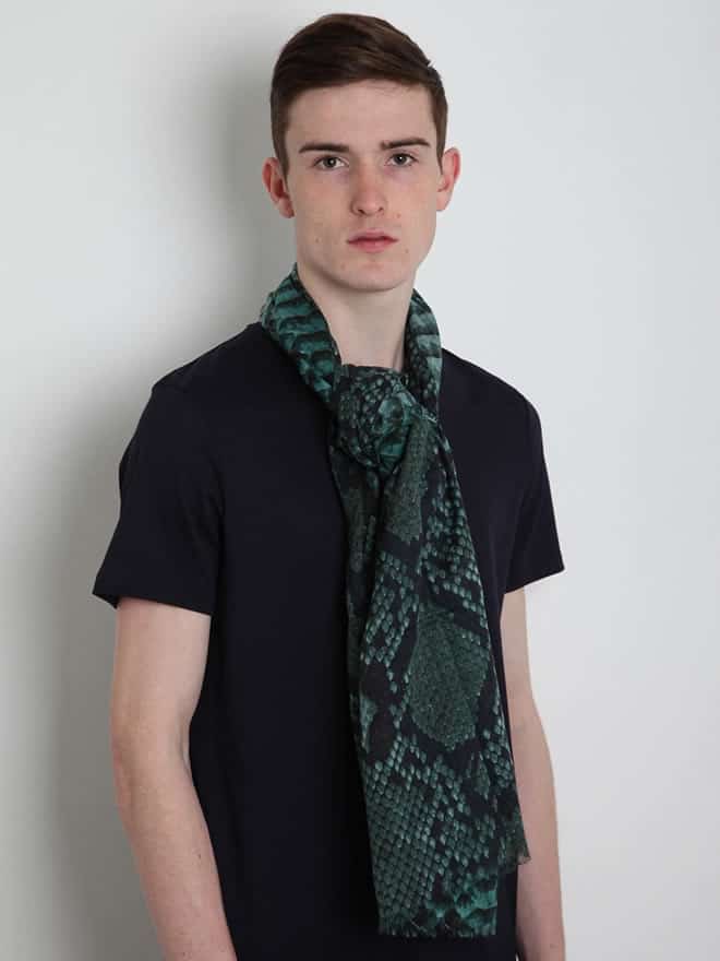 Jil Sander Python Print Scarf green