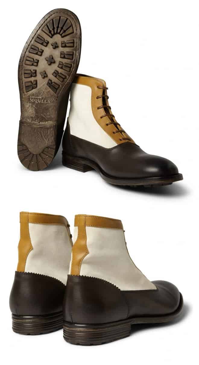 Alexander McQueen Panelled Leather and Suede Boots