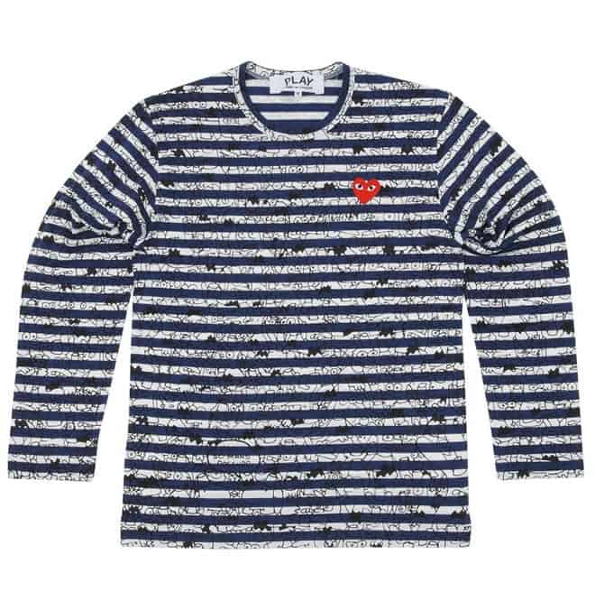 Comme des Garçons Play x Matt Groening Long Sleeve Stripe Character Print Tee