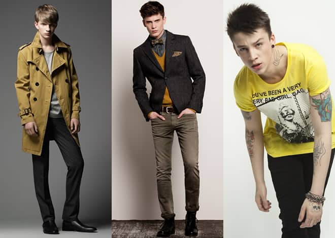 Mens Black and Yellow Colour Combination Look Book