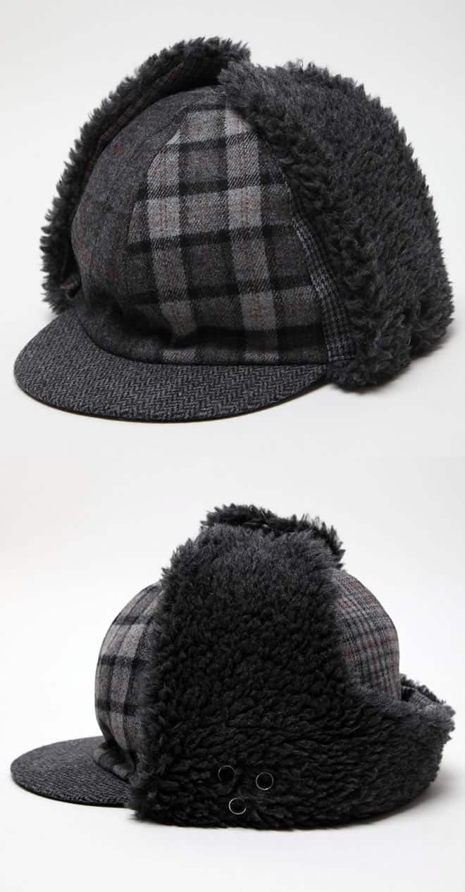 White Mountaineering Patchwork Chapka Cap grey