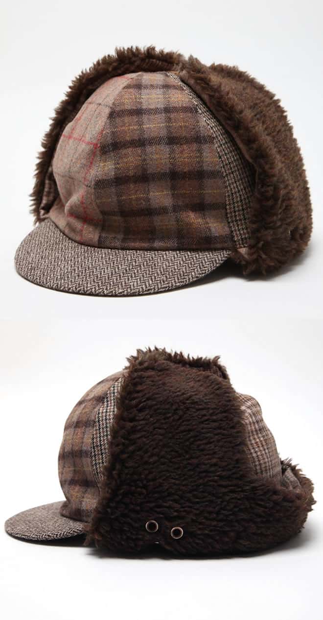 White Mountaineering Patchwork Chapka Cap brown