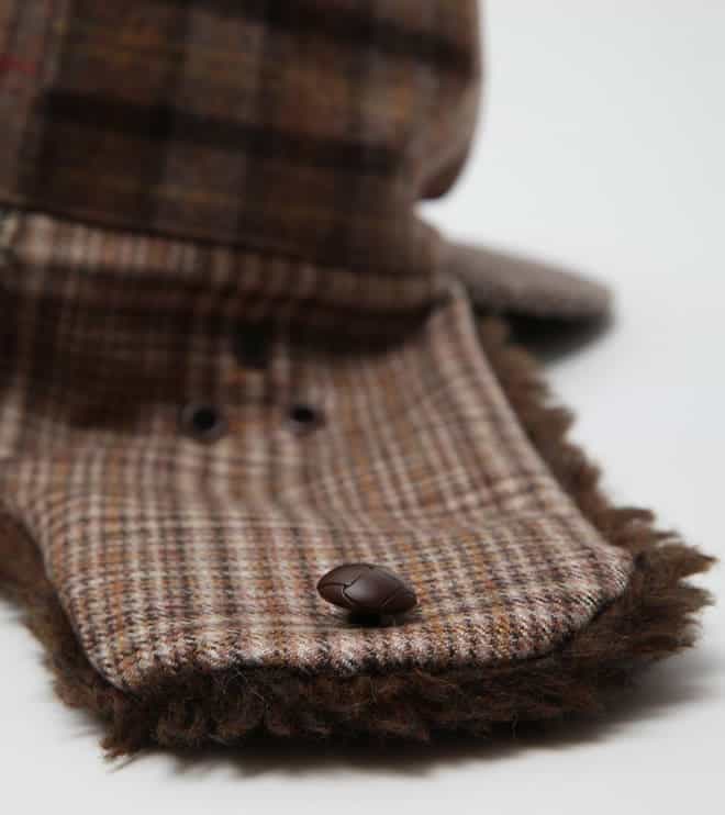 White Mountaineering Patchwork Chapka Cap brown
