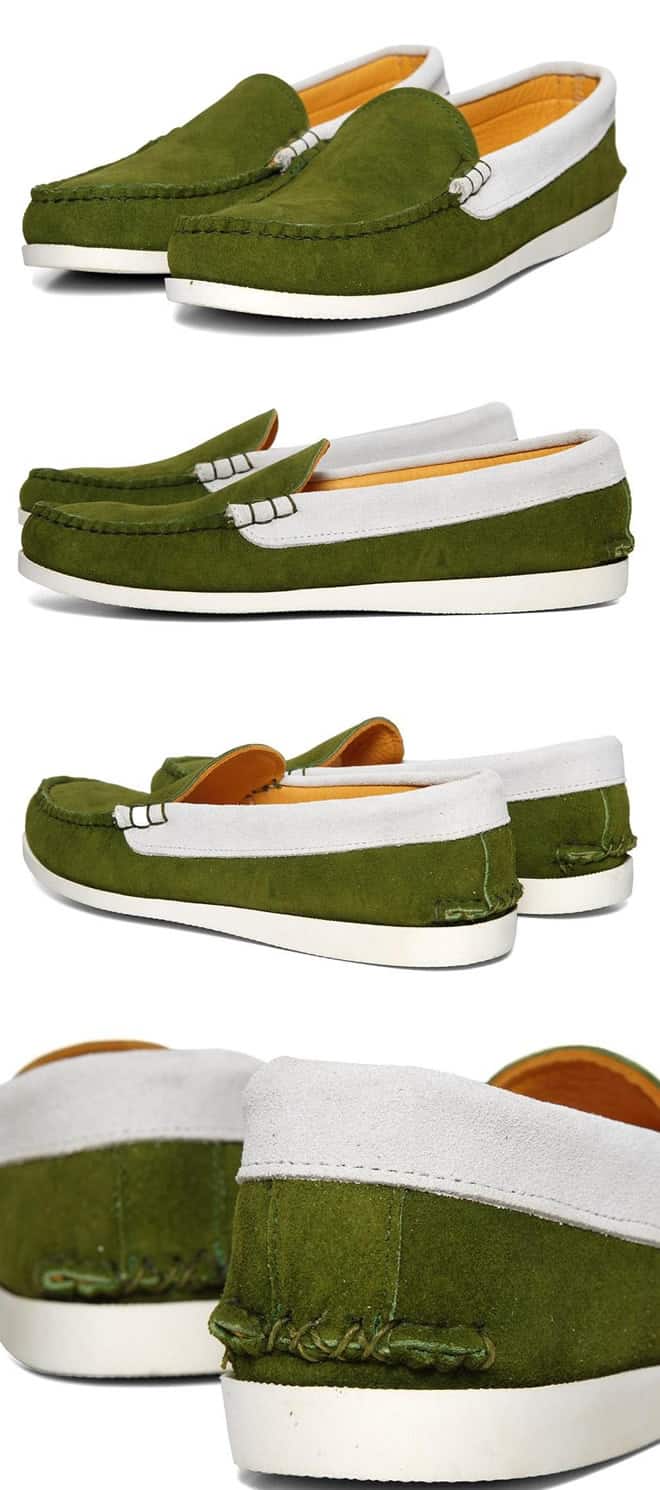 Kitsuné x Quoddy Moccasin Moss & White