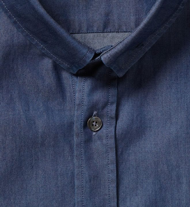 McQ Alexander McQueen Slim-Fit Safety-Pin Collar Denim Shirt