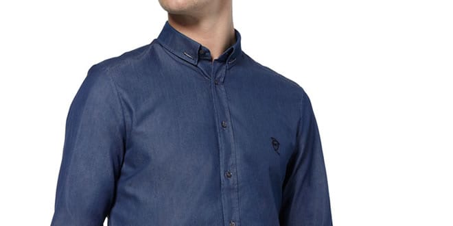 McQ Alexander McQueen Safety-Pin Collar Denim Shirt