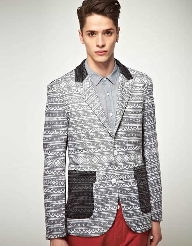 Shades of Grey Contrast Navajo Blazer