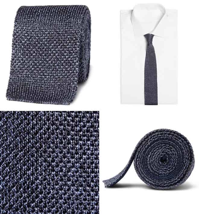 Burberry London Flecked Knitted Silk Tie Grey