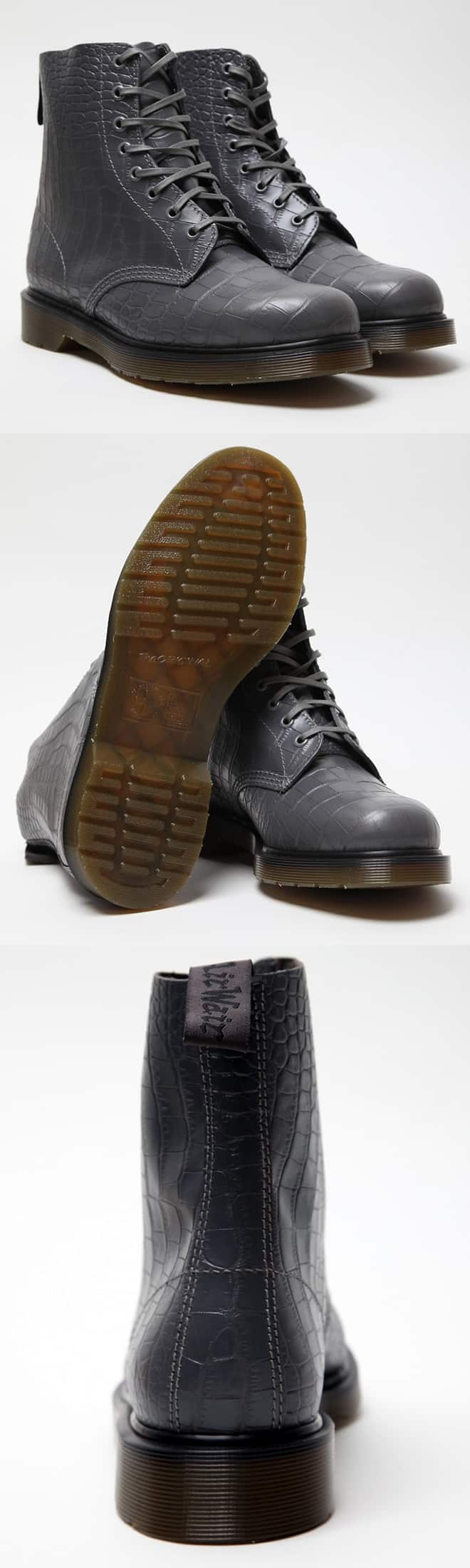 Dr Martens Croco Pascal 8 Eye Boot Grey