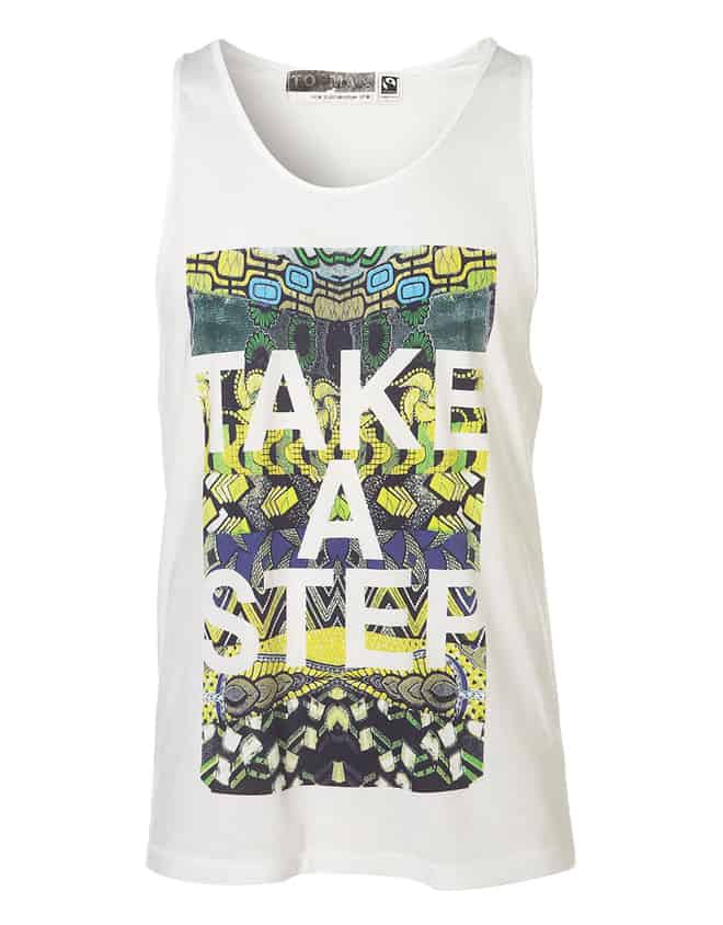 White Pattern Slogan Vest