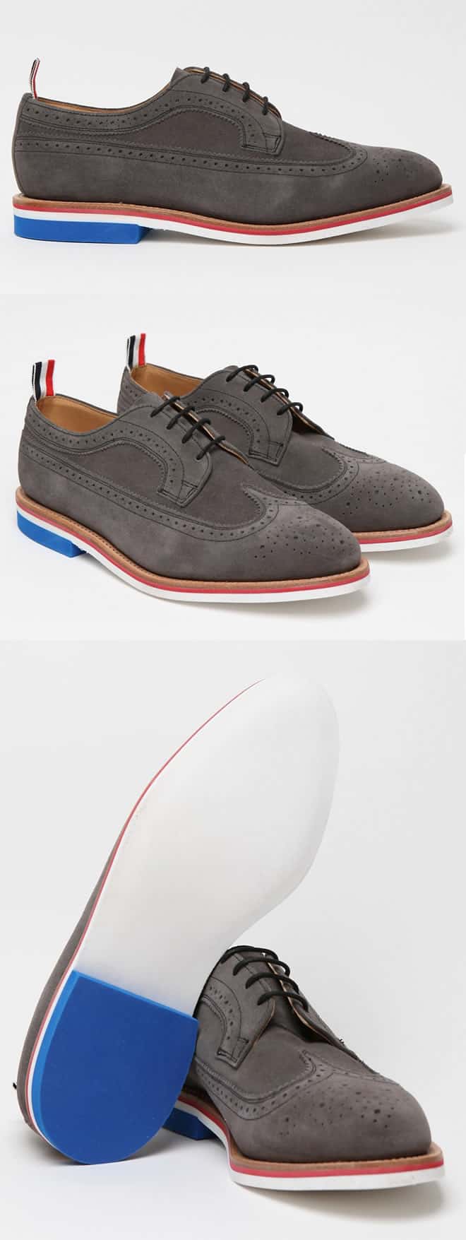 Thom Browne Men's Grey Wingtip Brogue with Micro Sole