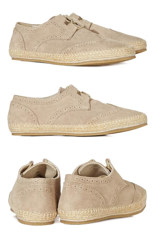 Stamco Suede Brogue Espadrille Stone