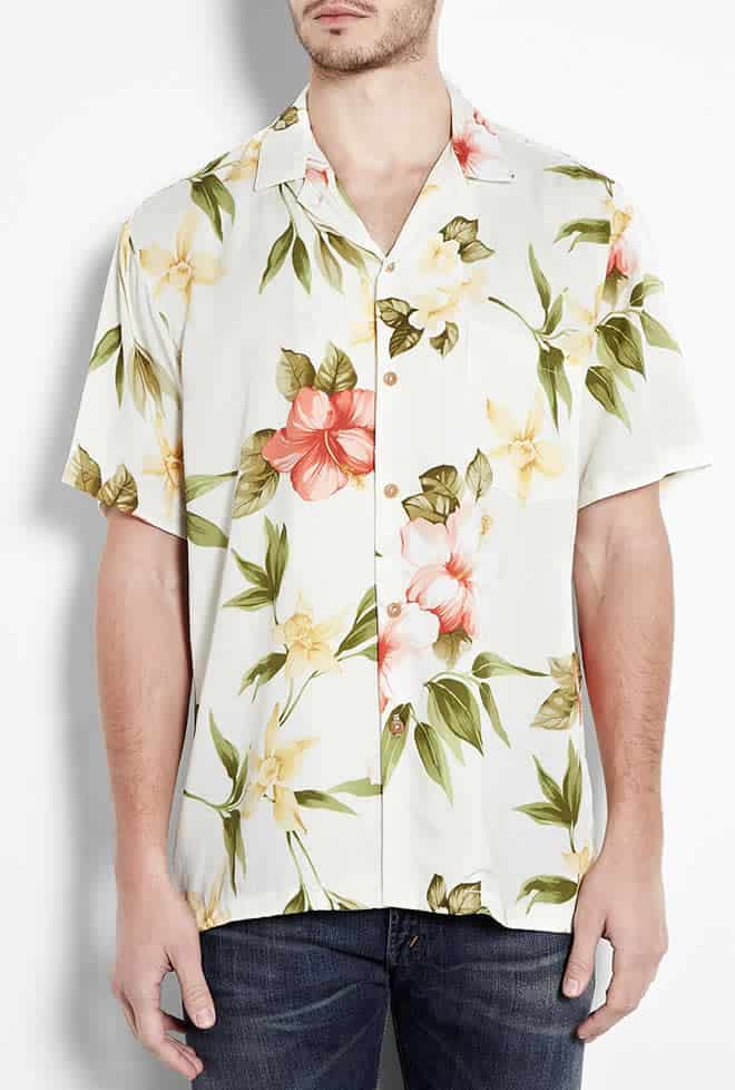 Paradise Found - Cream Hibiscus Summer Print Hawaiian Shirt
