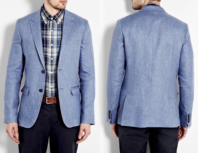 Nicole Farhi Airforce Blue Treated Linen Twill Blazer