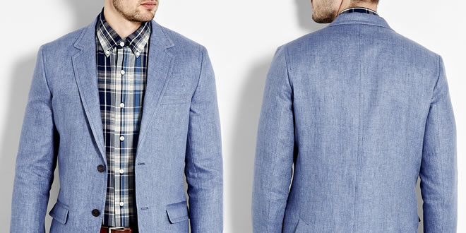 Nicole Farhi Airforce Blue Treated Linen Twill Blazer