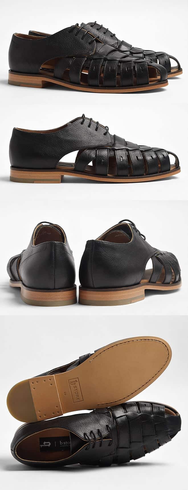 b Store Black Cutout Leather Eton 5 Shoes