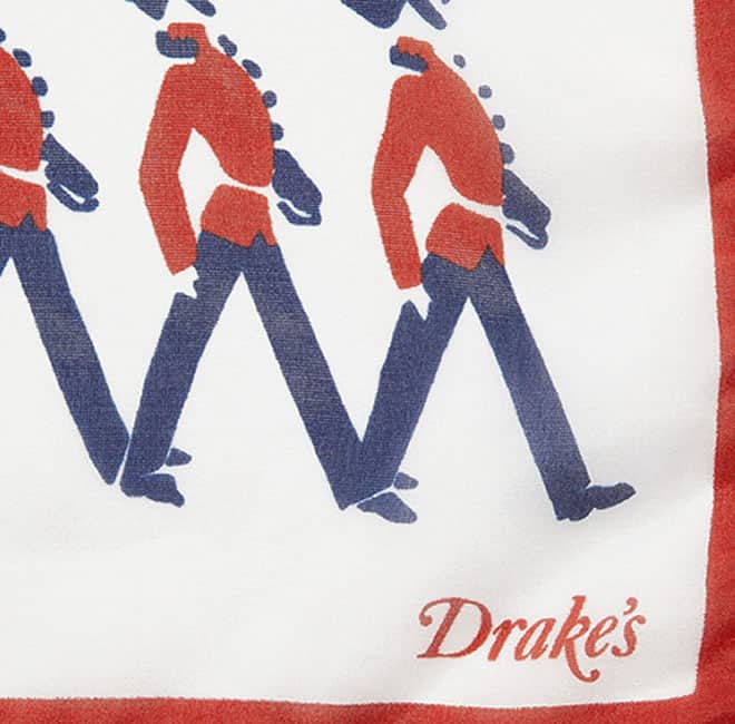 Drake's Jubilee Printed Silk Pocket Square
