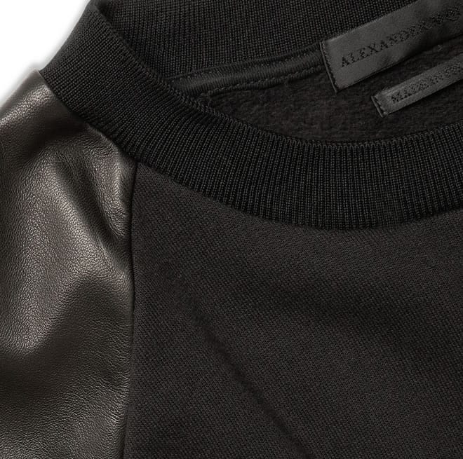 Alexander McQueen Degradé Leather-Sleeved Cotton Sweatshirt