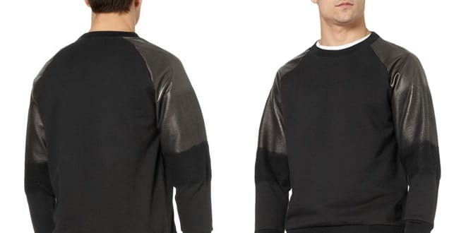 Alexander McQueen Degradé Leather-Sleeved Cotton Sweatshirt