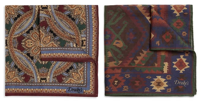 Drake’s Printed Wool and Silk-Blend Pocket Squares