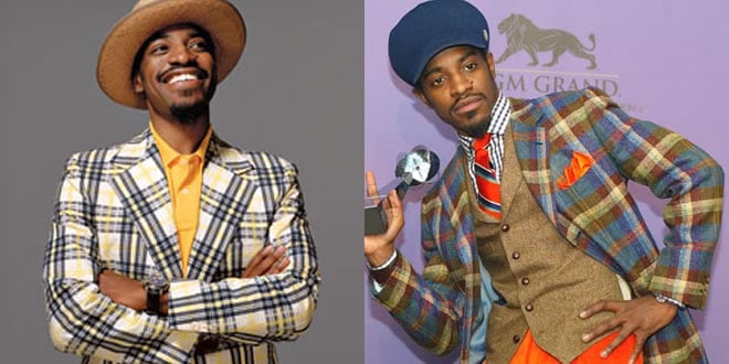 Andre 3000 is often seen sporting patterned suits and sports coats