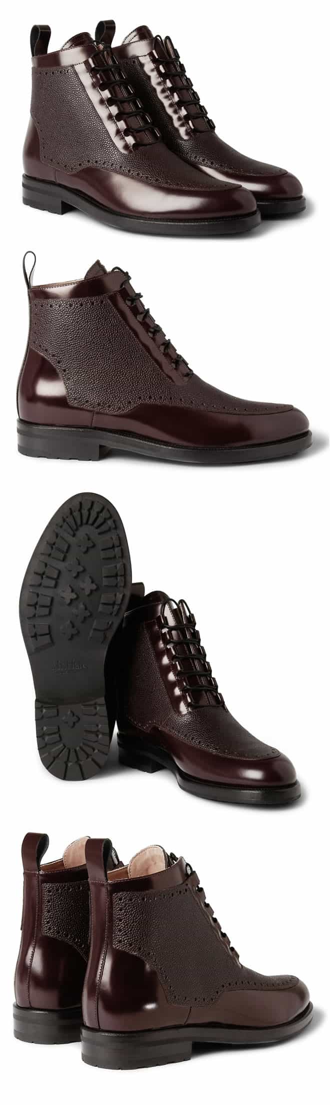 Mr. Hare Freud Textured-Panel Leather Boots