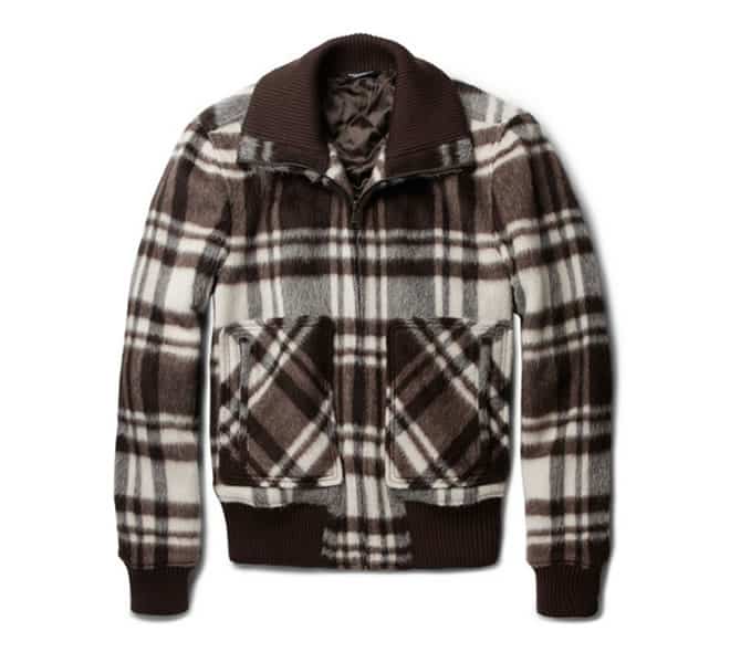 Dolce & Gabbana Plaid Wool-Blend Bomber Jacket