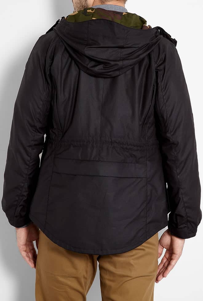 Barbour by TO KI TO Black Hooded Camo Mount Jacket