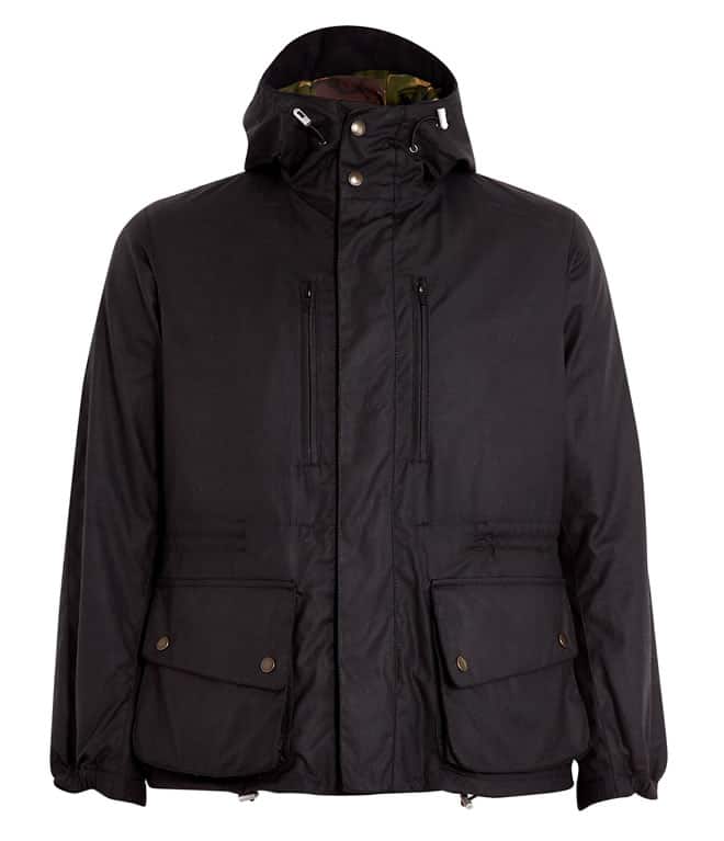Barbour by TO KI TO Black Hooded Camo Mount Jacket