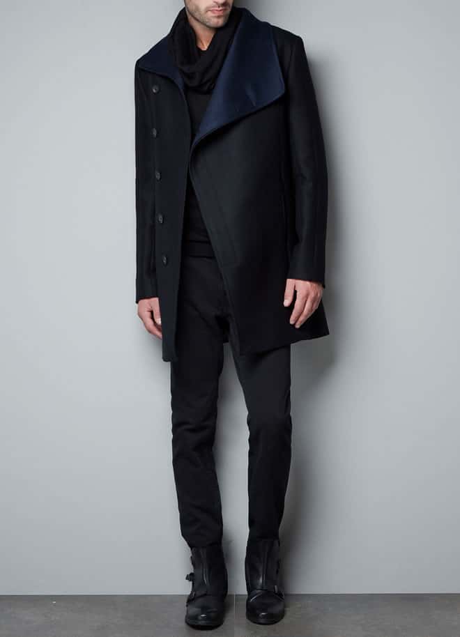 Zara: Coat With Faux Leather Collar