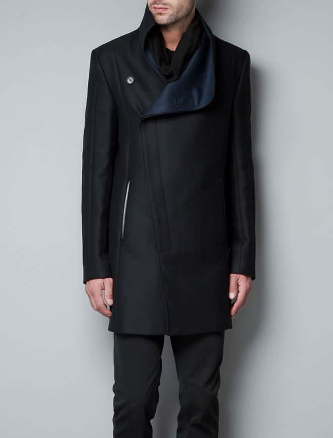 Zara: Coat With Faux Leather Collar