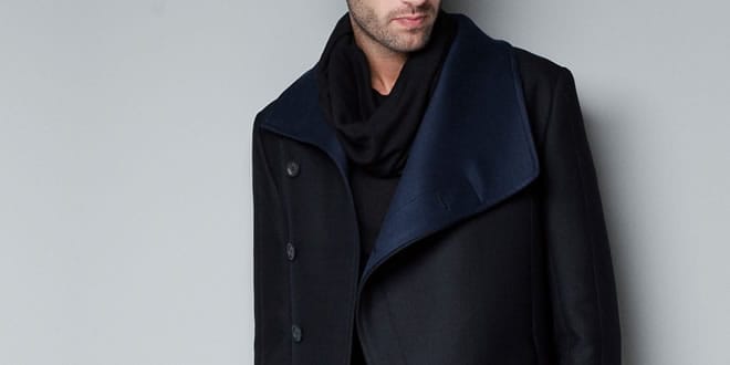 Zara Coat With Faux Leather Collar