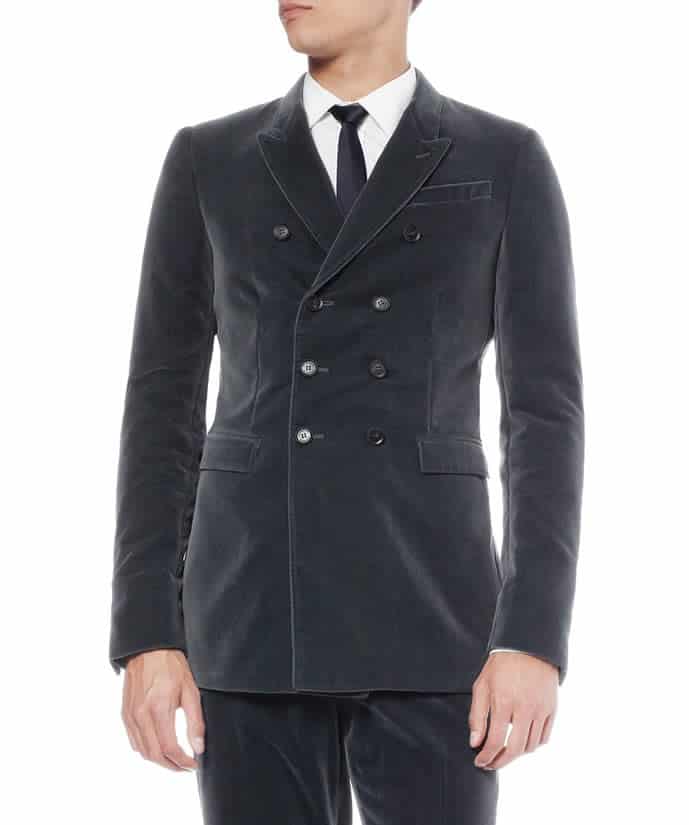 Burberry Prorsum Double-Breasted Velvet Blazer